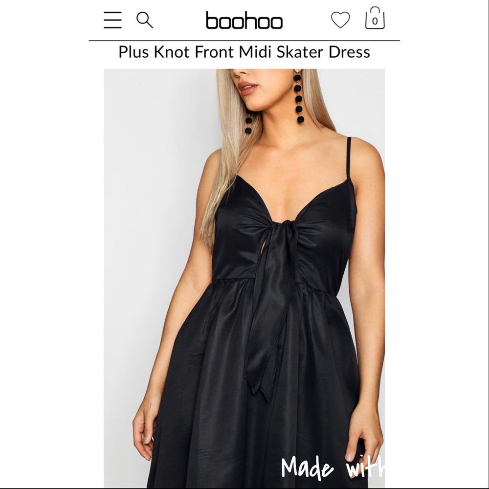 NWT Plus Knot Front Midi Skater Dress